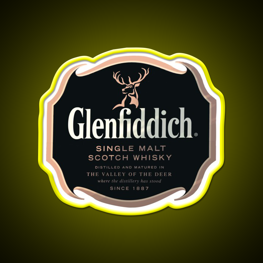 Glenfiddich Distillery Whiskey Drink Bar Led Neon Sign Wall Art Rgb Color