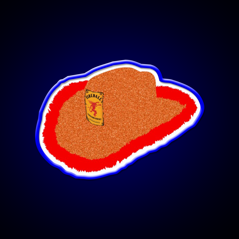 Glitter Whiskey Cowboy Hat Whiskey Drink Bar Led Neon Sign Rgb Color