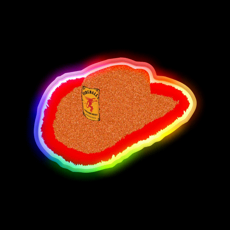 Glitter Whiskey Cowboy Hat Whiskey Drink Bar Led Neon Sign Rgb Color