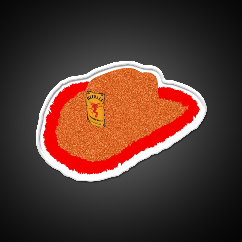 Glitter Whiskey Cowboy Hat Whiskey Drink Bar Led Neon Sign Rgb Color