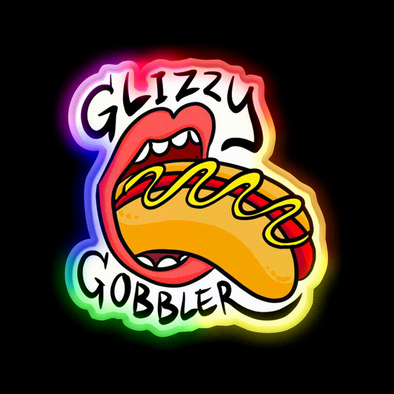 Glizzy Gobbler Rollingstone Like Fast Food Led Neon Sign For Burger Place Rgb Color