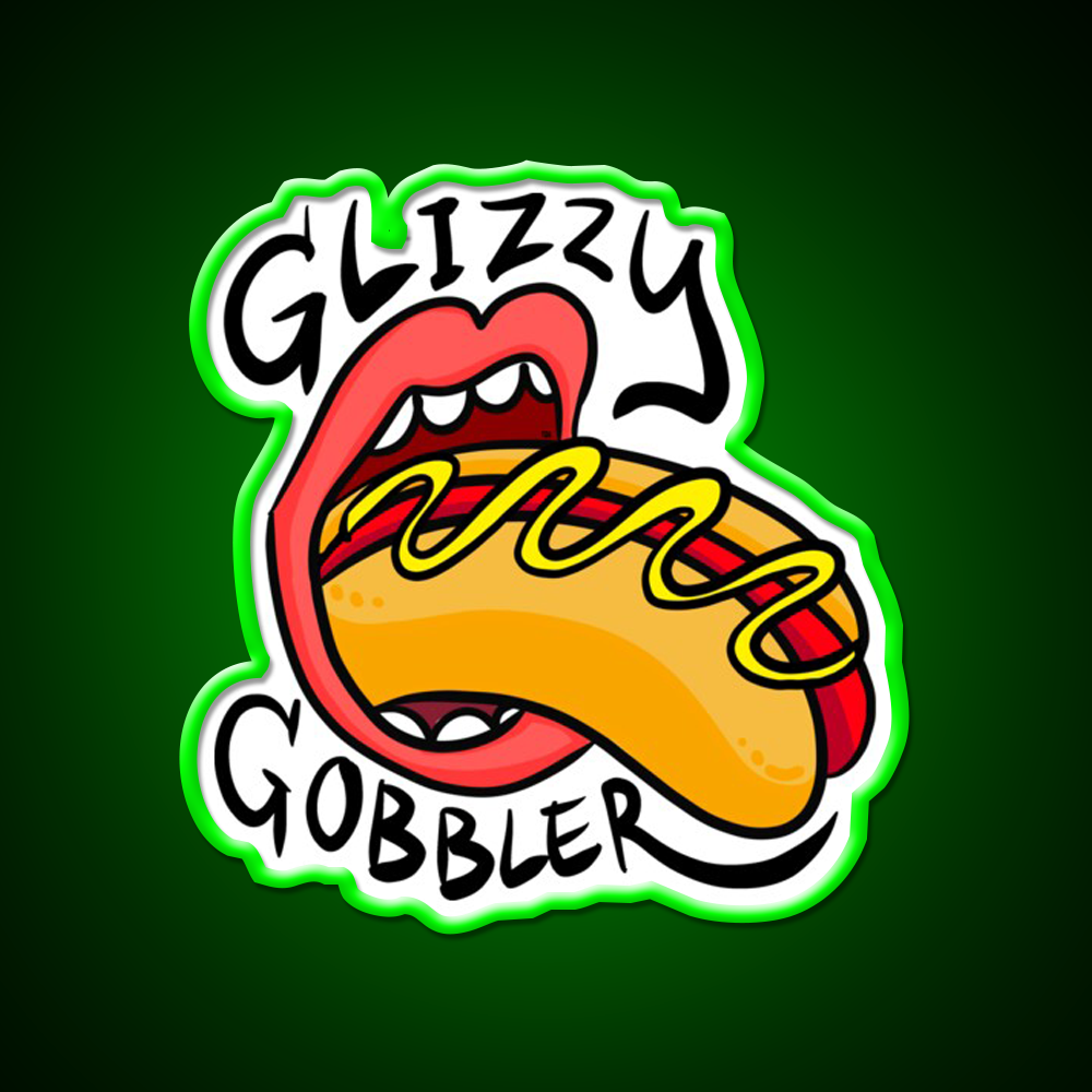 Glizzy Gobbler Rollingstone Like Fast Food Led Neon Sign For Burger Place Rgb Color