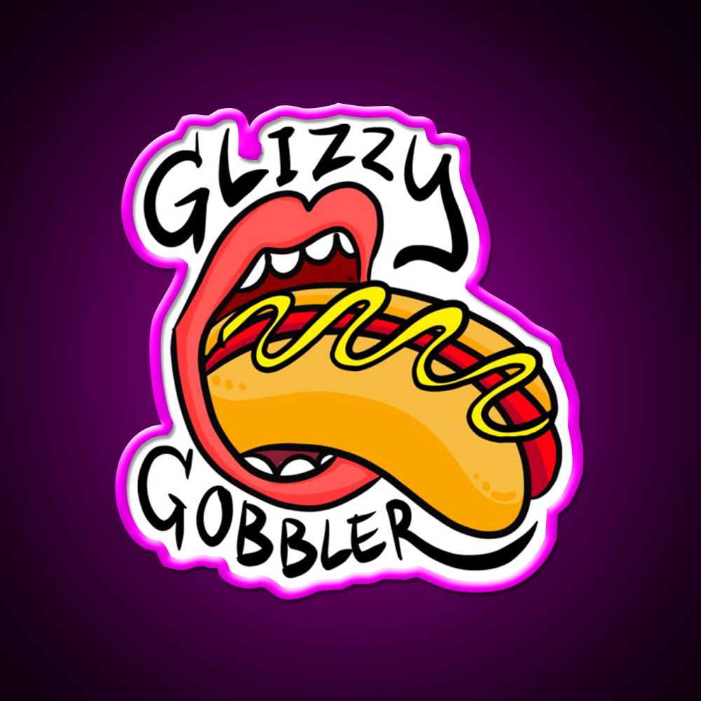 Glizzy Gobbler Rollingstone Like Fast Food Led Neon Sign For Burger Place Rgb Color
