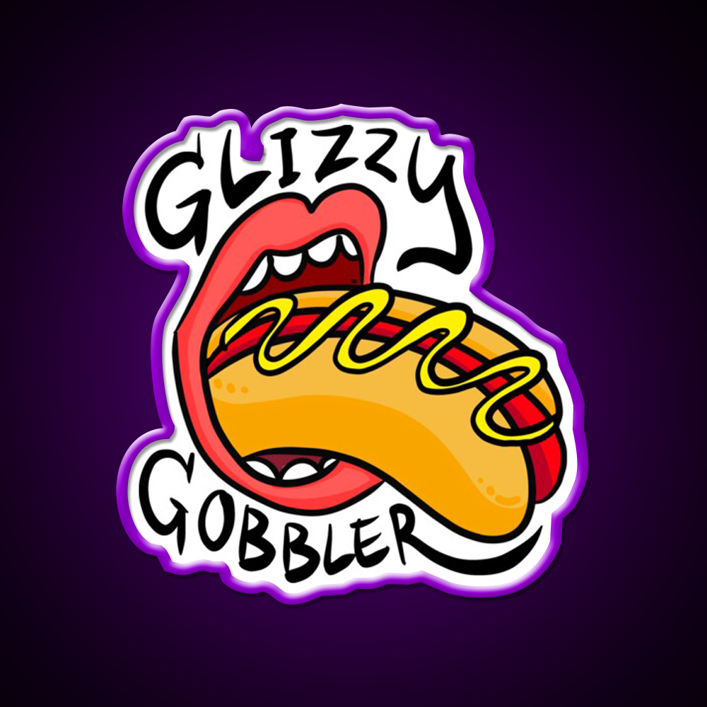 Glizzy Gobbler Rollingstone Like Fast Food Led Neon Sign For Burger Place Rgb Color