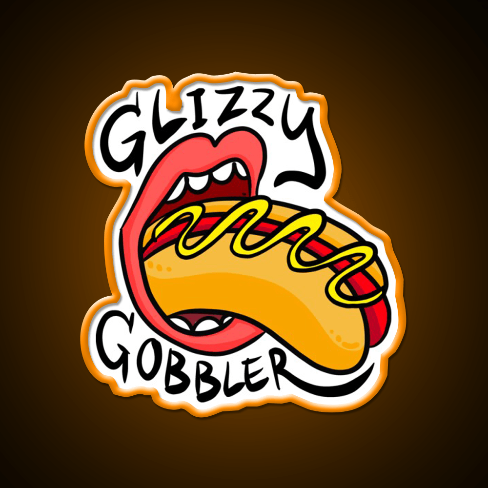 Glizzy Gobbler Rollingstone Like Fast Food Led Neon Sign For Burger Place Rgb Color - Shineneon