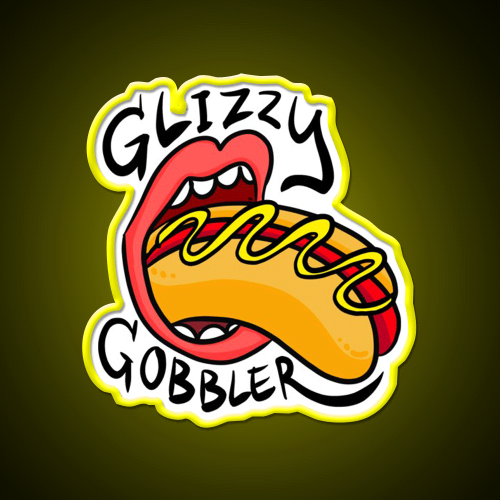 Glizzy Gobbler Rollingstone Like Fast Food Led Neon Sign For Burger Place Rgb Color