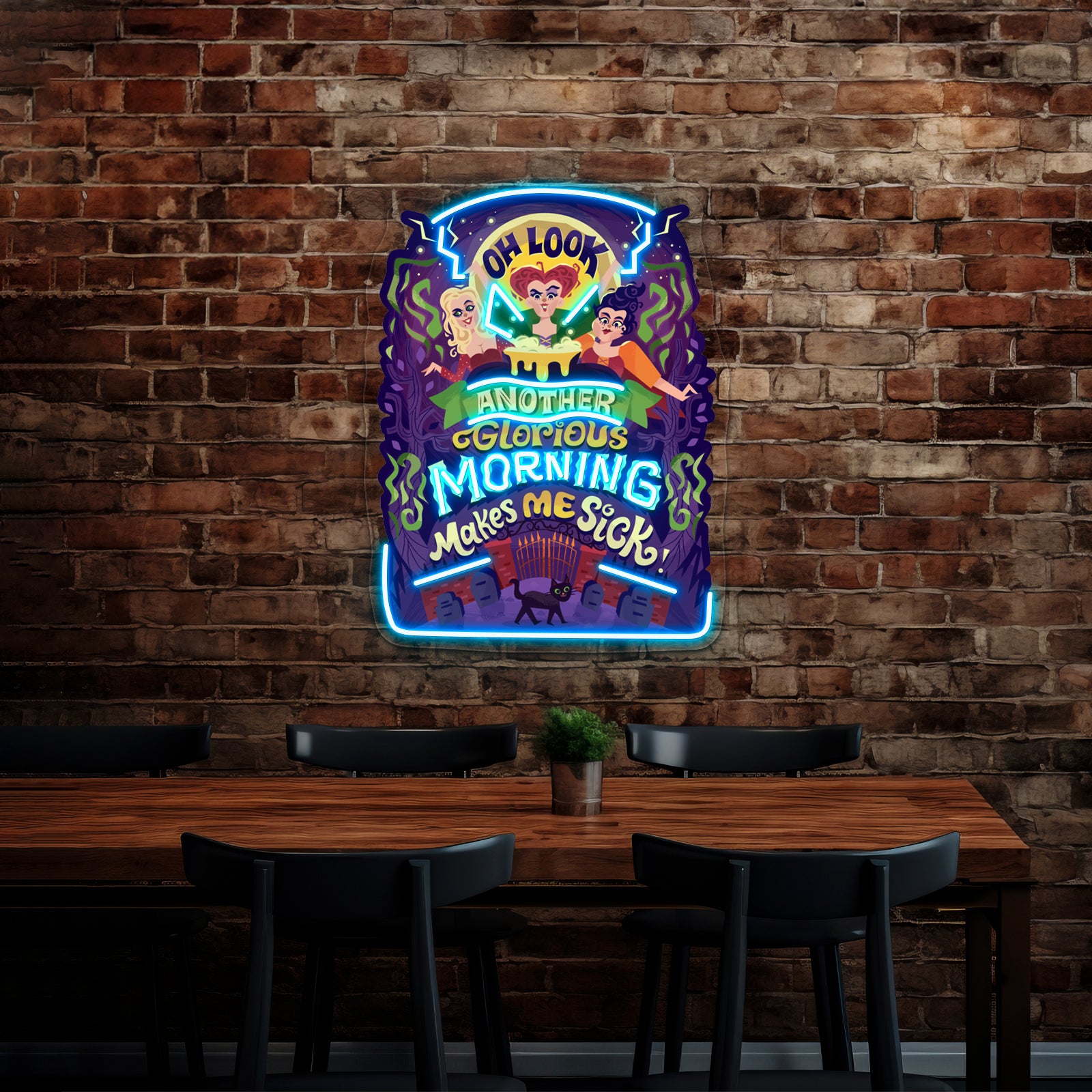 Glorious Morning Artwork Neon Led Signs - Size and dimension reference