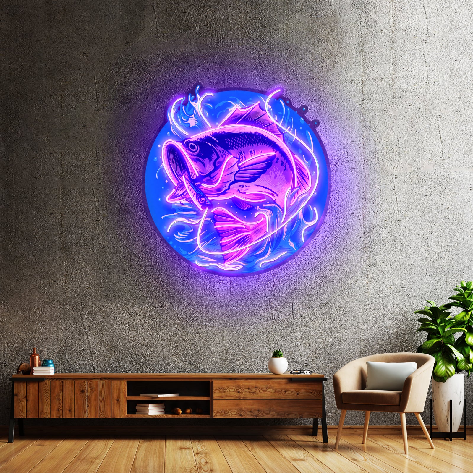 Glow Fishing Led Neon Sign Light Custom Led Signs