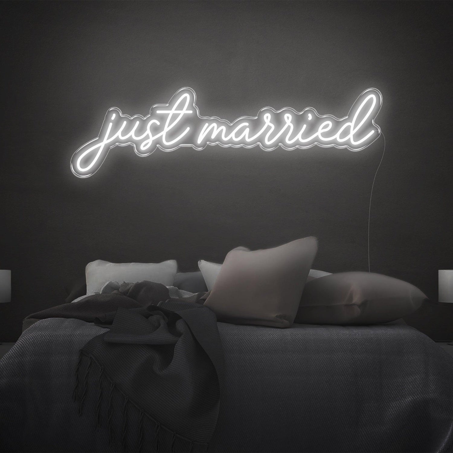 Glowing Green Just Married Led Neon Sign Romantic Bedroom Decor | Shineneon