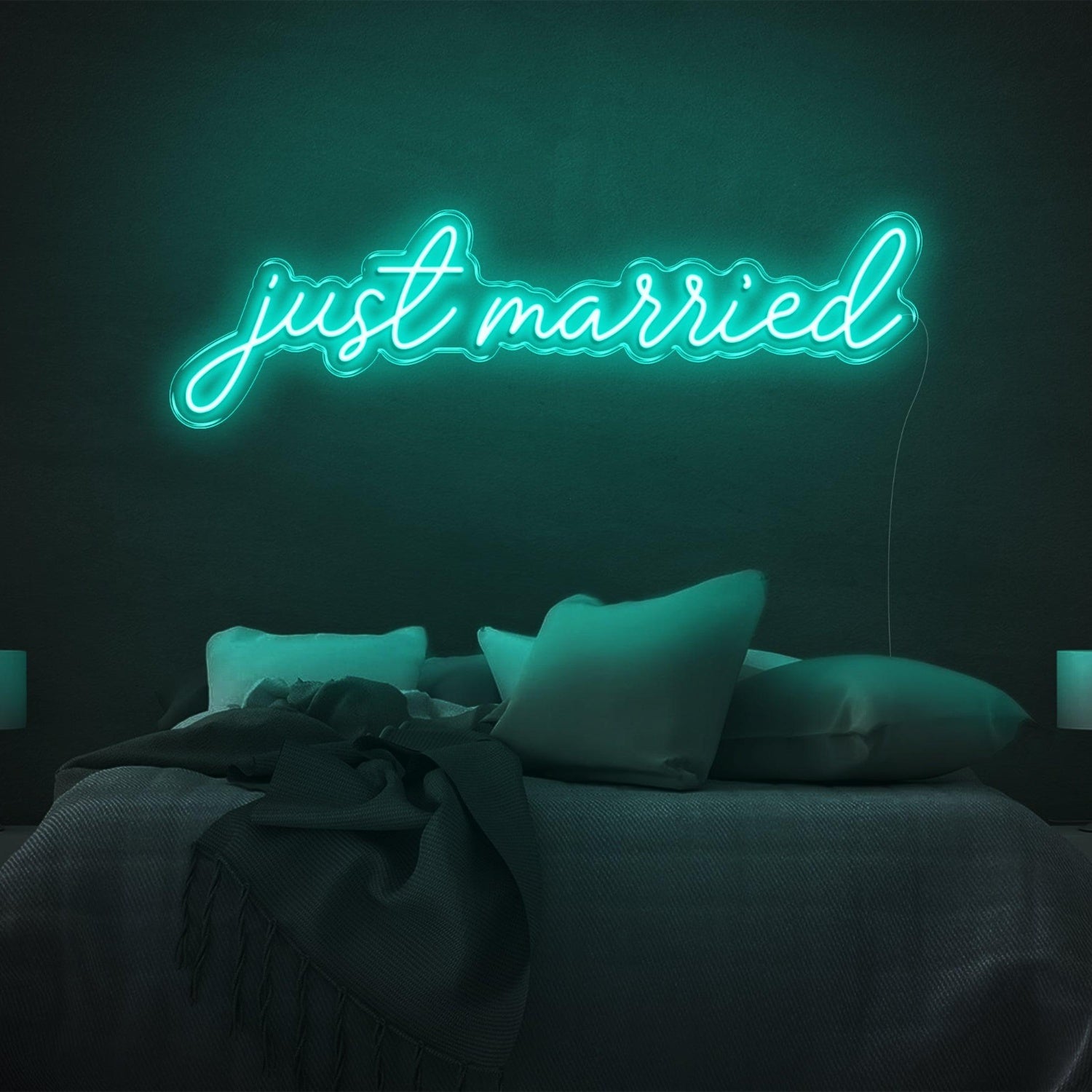 Glowing Green Just Married Led Neon Sign Romantic Bedroom Decor | Shineneon
