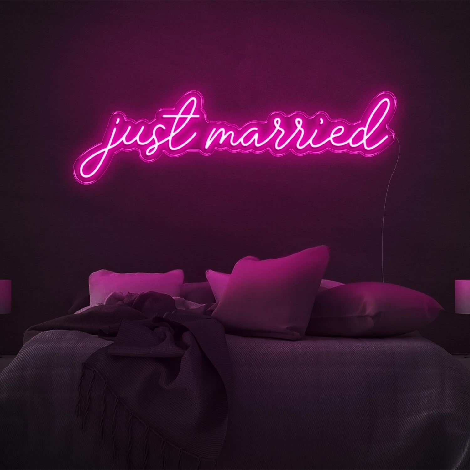 Glowing Green Just Married Led Neon Sign Romantic Bedroom Decor | Shineneon