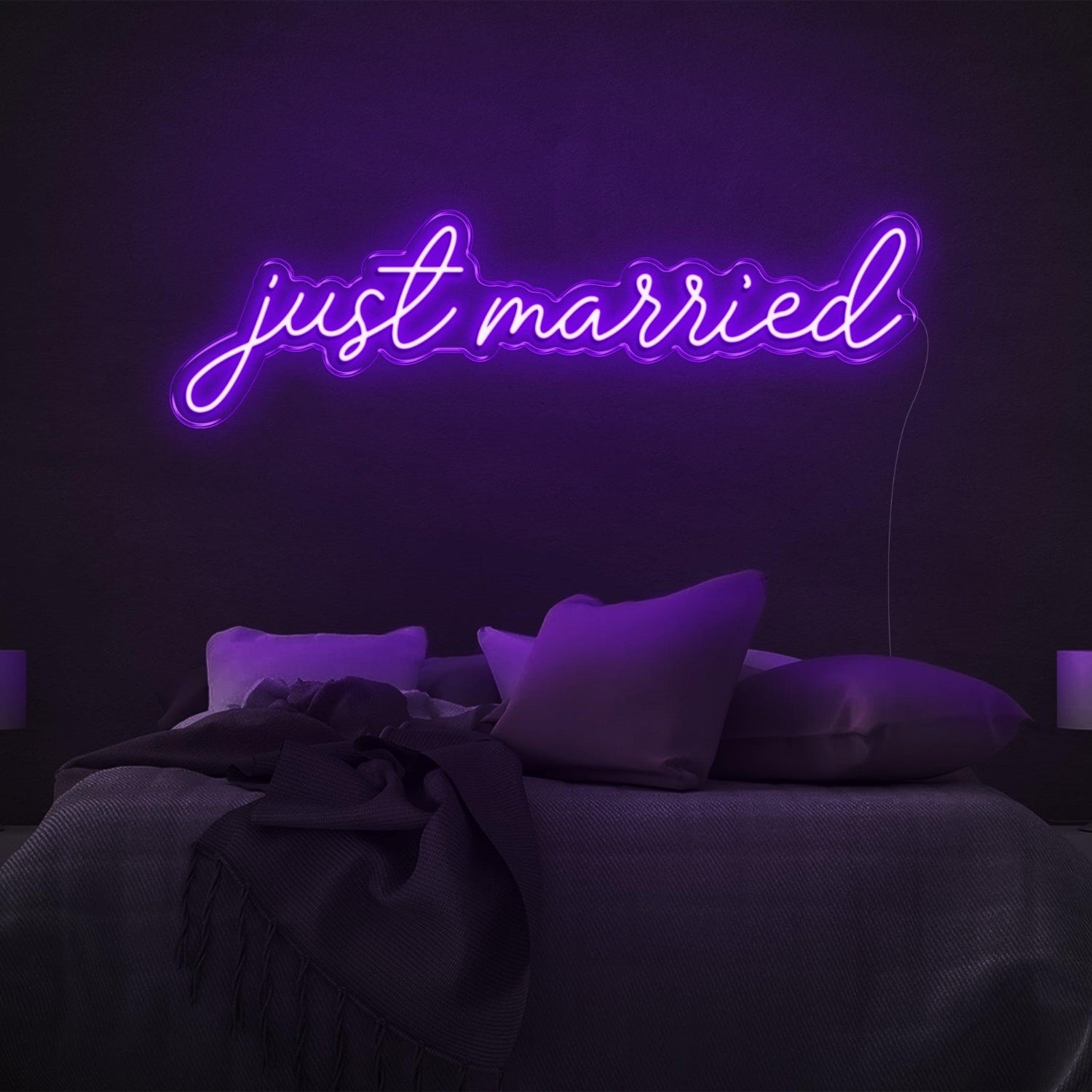 Glowing Green Just Married Led Neon Sign Romantic Bedroom Decor | Shineneon