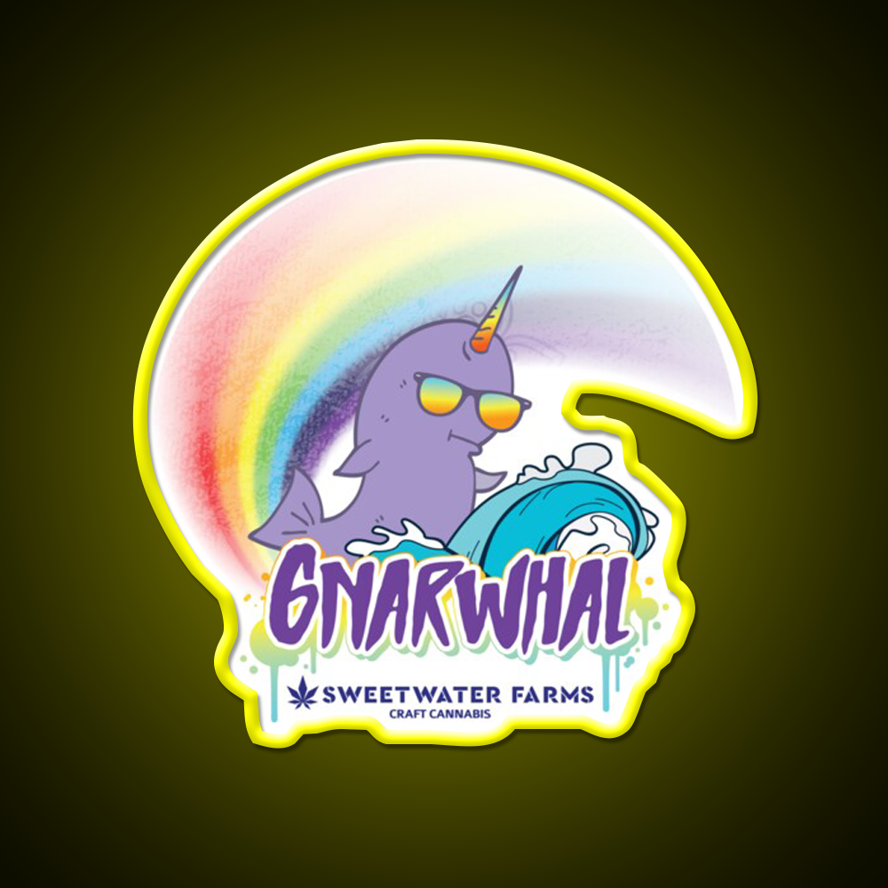 Gnarwhal Hemp Inspired Green Leaf Led Neon Sign Rgb Color - LED neon sign view 7