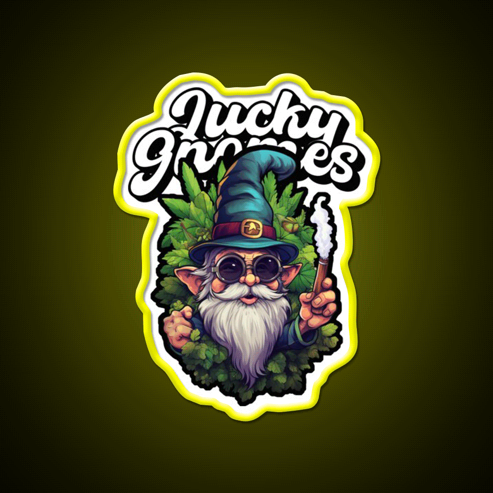 Gnome Hemp Inspired Green Leaf Led Neon Sign 420 Neom Sign Rgb Color - Custom LED neon sign front view