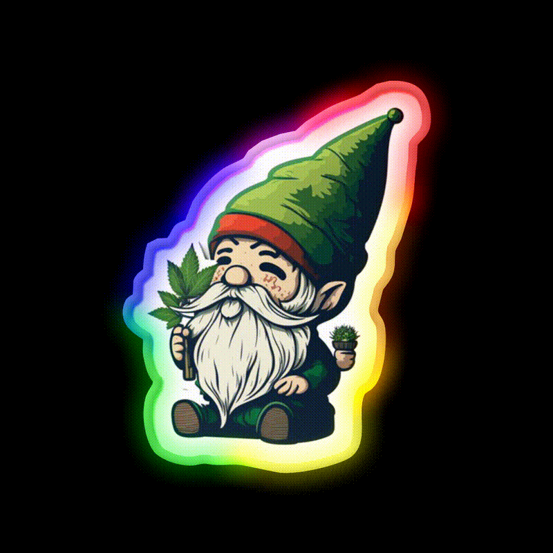 Gnome Hemp Inspired Green Leaf Led Neon Sign 420 Neon Decor Rgb Color - LED neon sign close-up detail