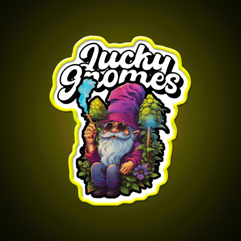 Gnome Hemp Inspired Green Leaf Led Neon Sign Room Light Sign Rgb Color - Custom LED neon sign front view