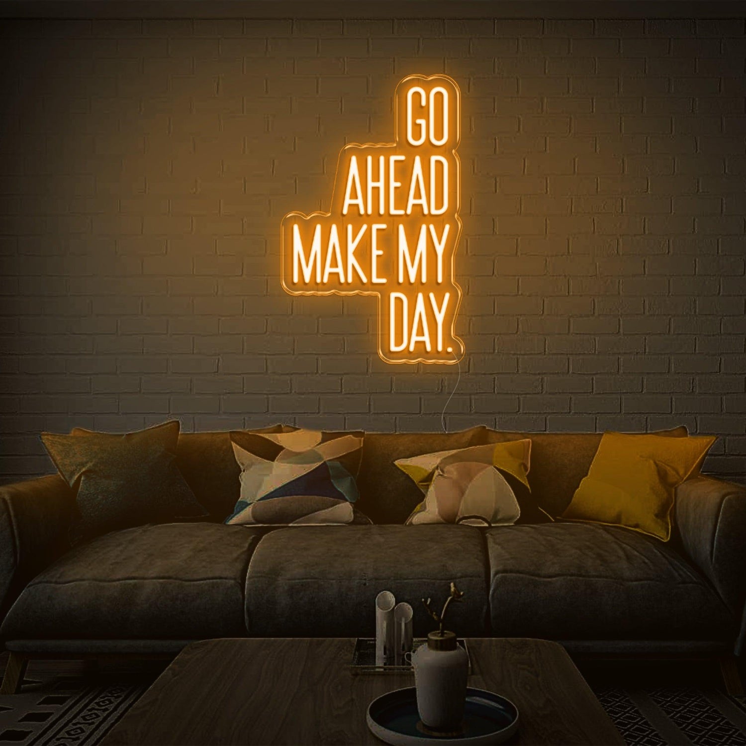 Go Ahead Make My Day Green White Led Neon Sign For Living Room Brick Wall Decor | Shineneon