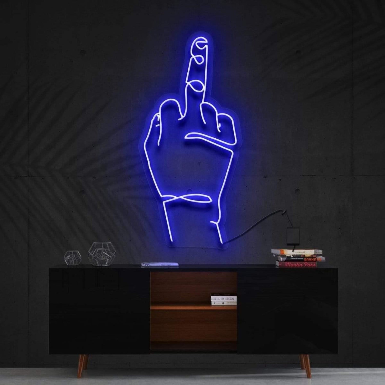 Go Fk Yourself Blue Finger Gesture Led Neon Sign For Modern Decor | Shineneon