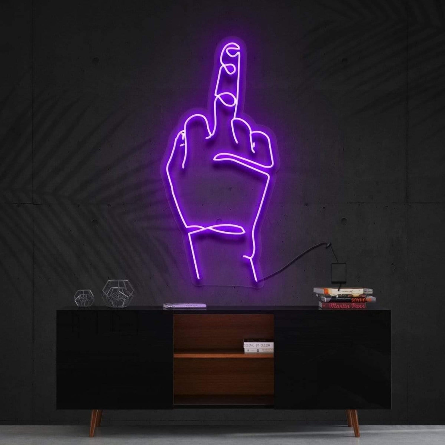 Go Fk Yourself Blue Finger Gesture Led Neon Sign For Modern Decor | Shineneon
