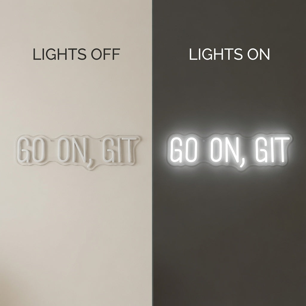 Go On Git LED Neon Sign - 06 Day Night Comparison