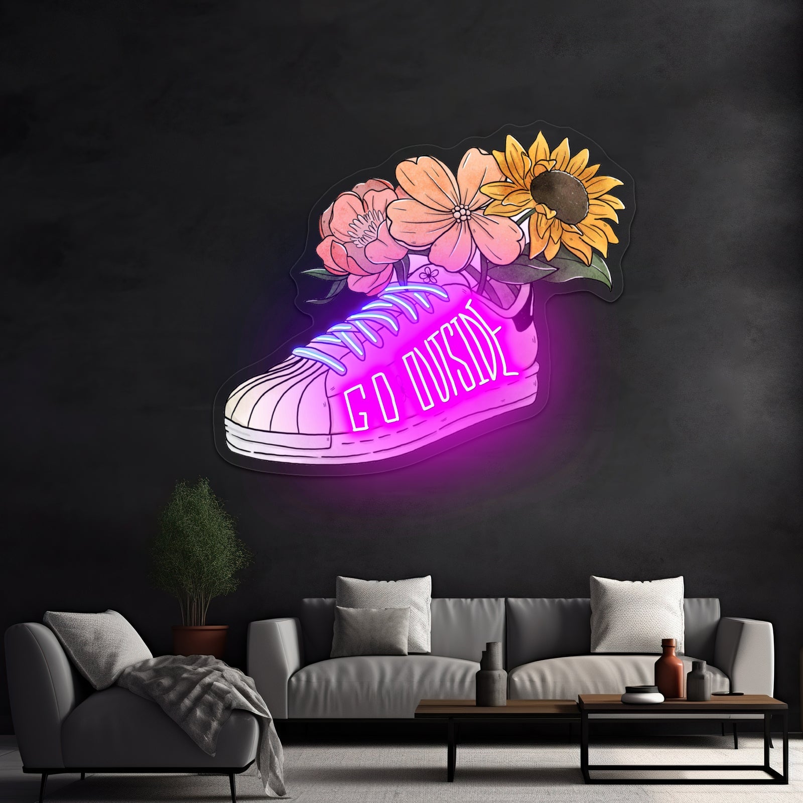 Go Outside Floral Shoe Neon Lights For Sale - Shineneon