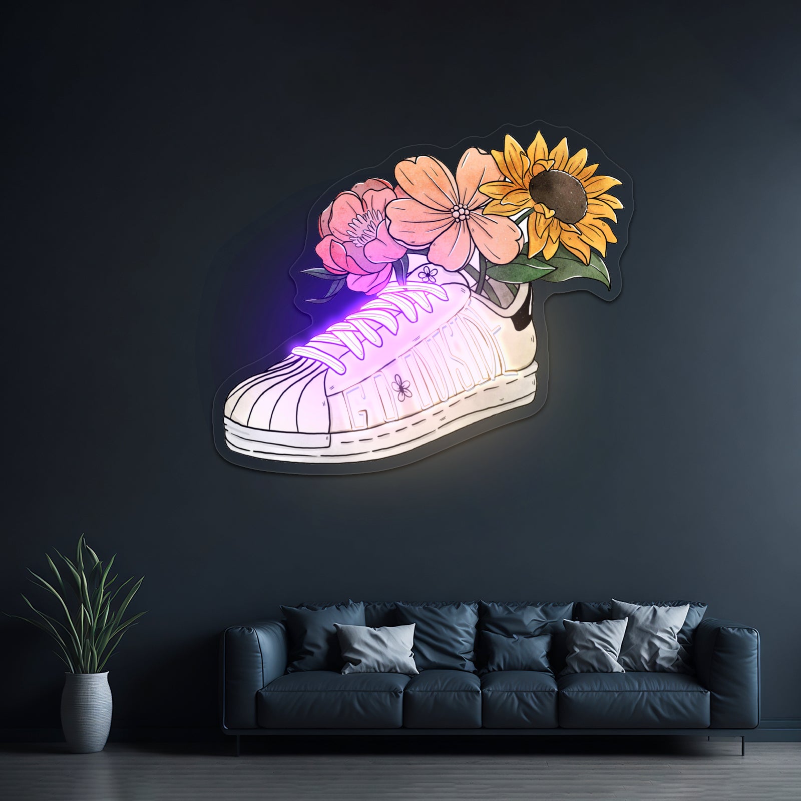 Go Outside Floral Shoe Neon Lights For Sale