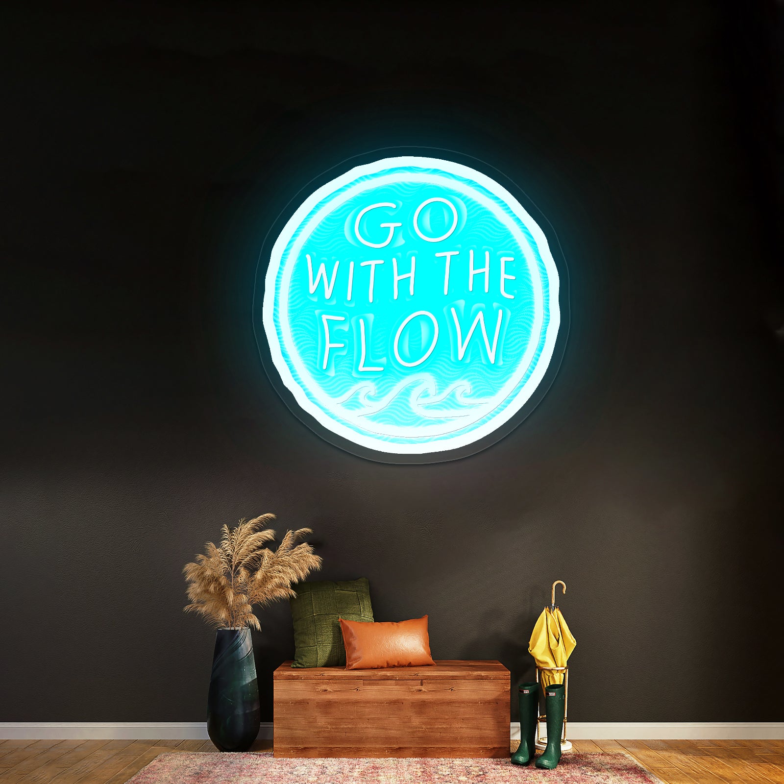 Go With The Flow Wave Neon Signs