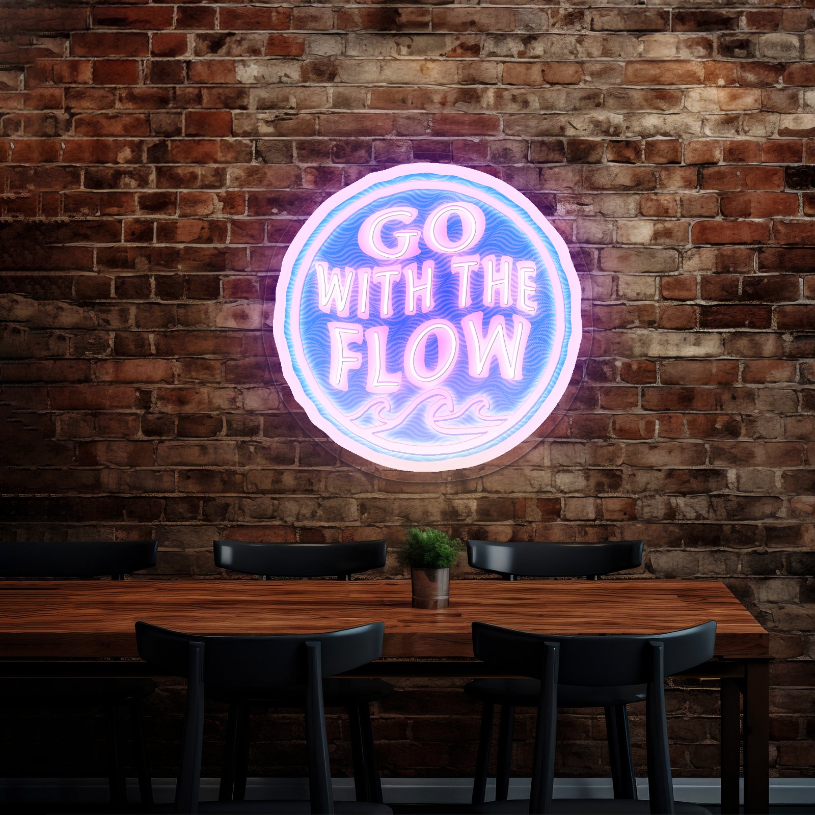 Go With The Flow Wave Neon Signs