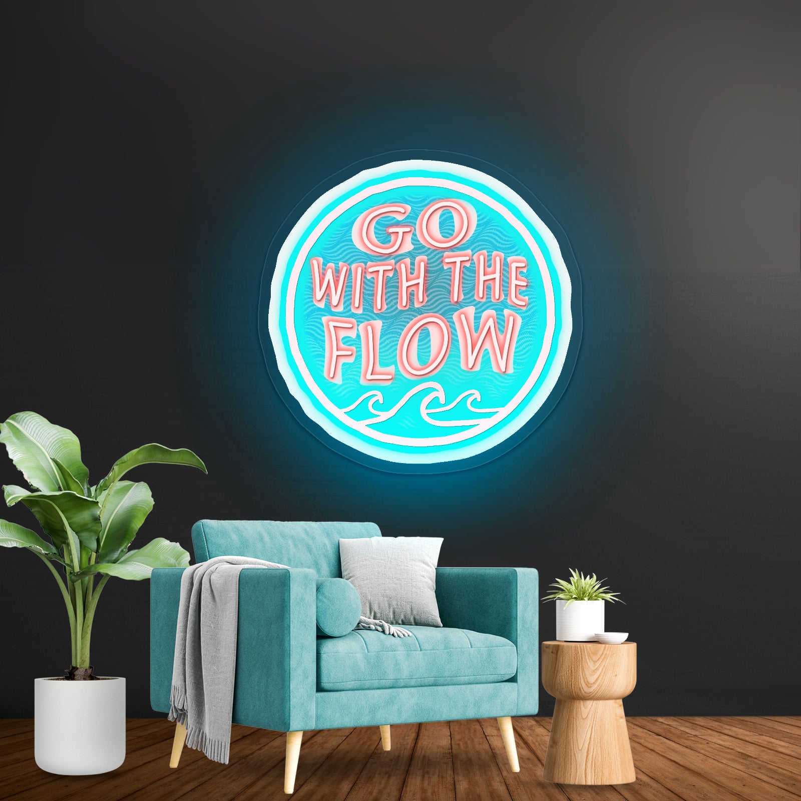 Go With The Flow Wave Neon Signs