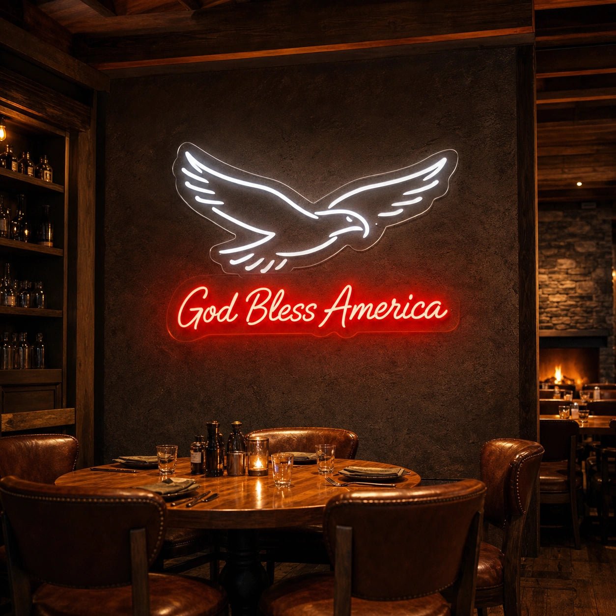 God Bless America Eagle LED Neon Sign Home Bar Wall Decoration - Shineneon