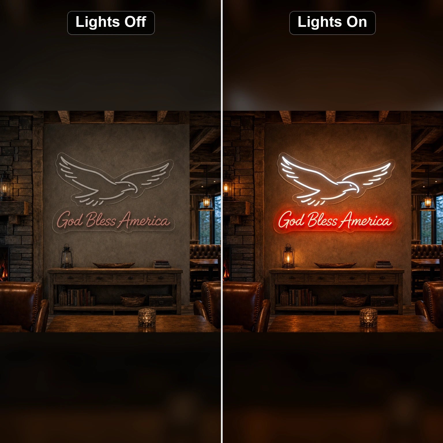 God Bless America Eagle LED Neon Sign Home Garage Wall Decoration - Shineneon