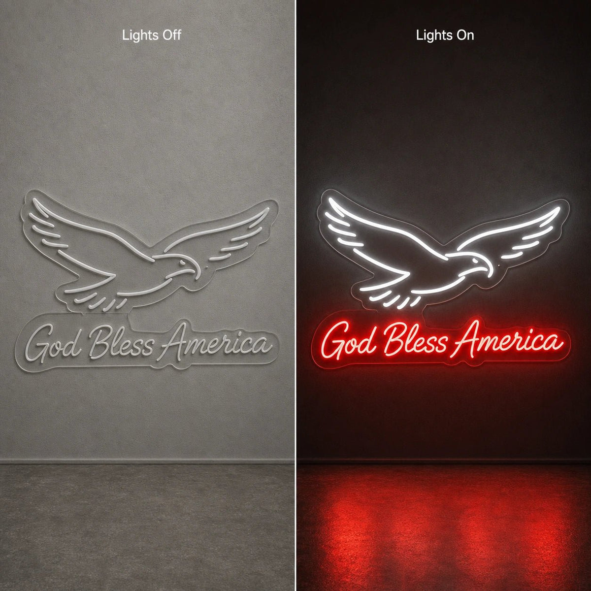God Bless America Eagle LED Neon Sign Man Cave Neon Sign - Shineneon