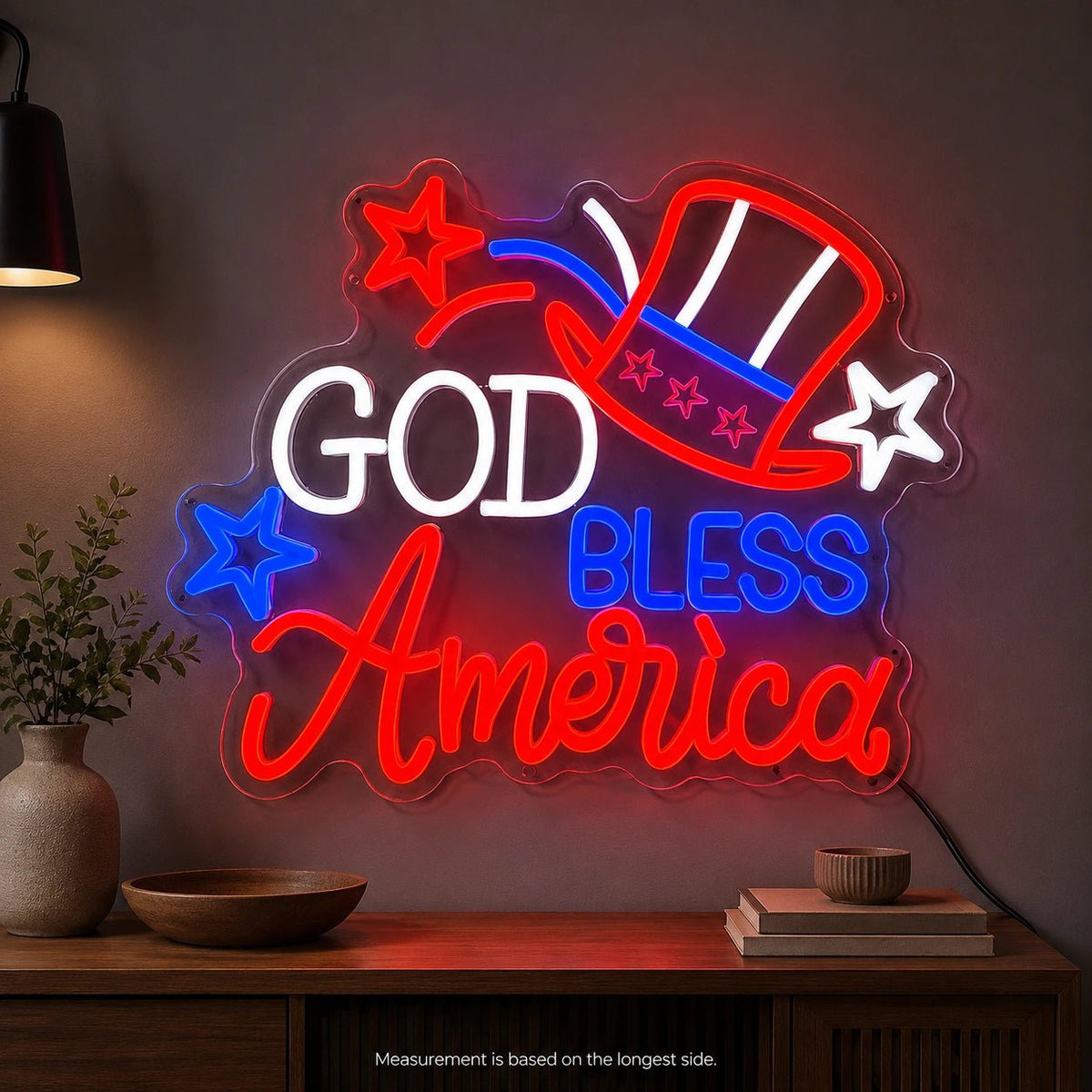 God Bless America Hat Stars LED Neon Sign - Shineneon