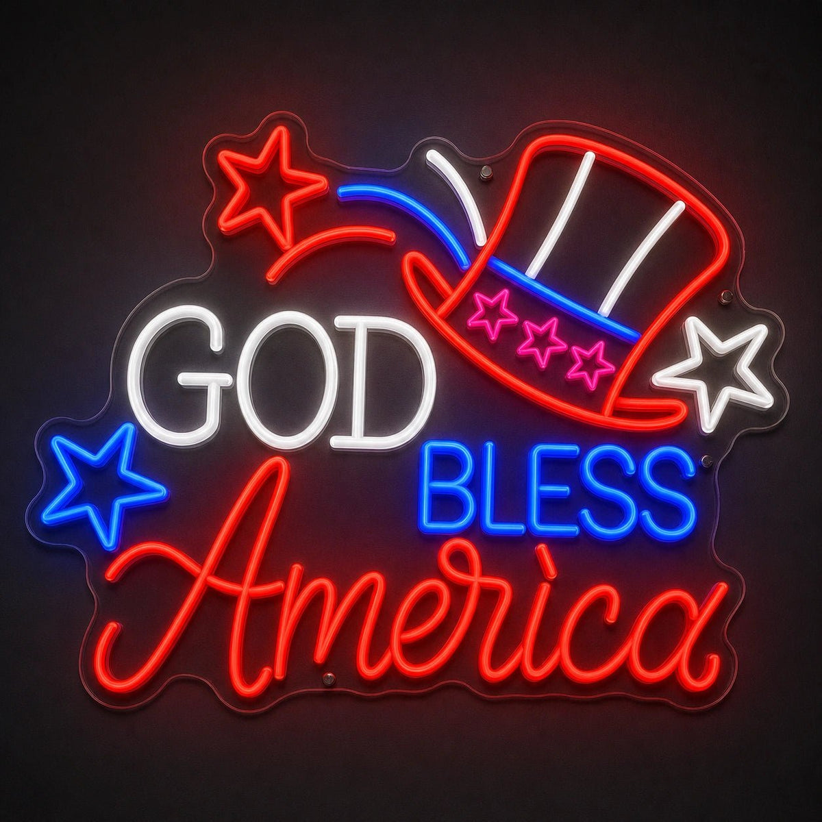 God Bless America Uncle Sam Hat LED Neon Sign - Shineneon