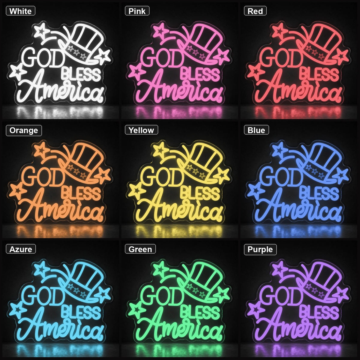 God Bless America Uncle Sam Hat LED Neon Sign Man Cave Neon Sign - Shineneon