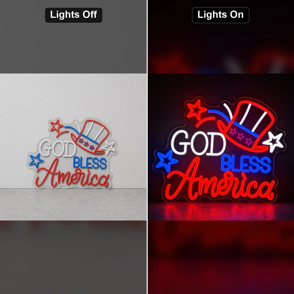 God Bless America Uncle Sam Hat LED Neon Sign Man Cave Neon Sign - Shineneon