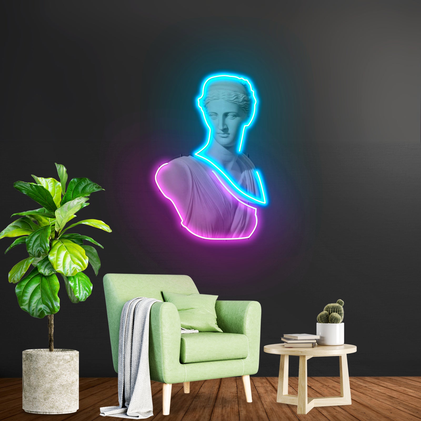 Goddess Of Love Neon Acrylic Artwork - Size and dimension reference