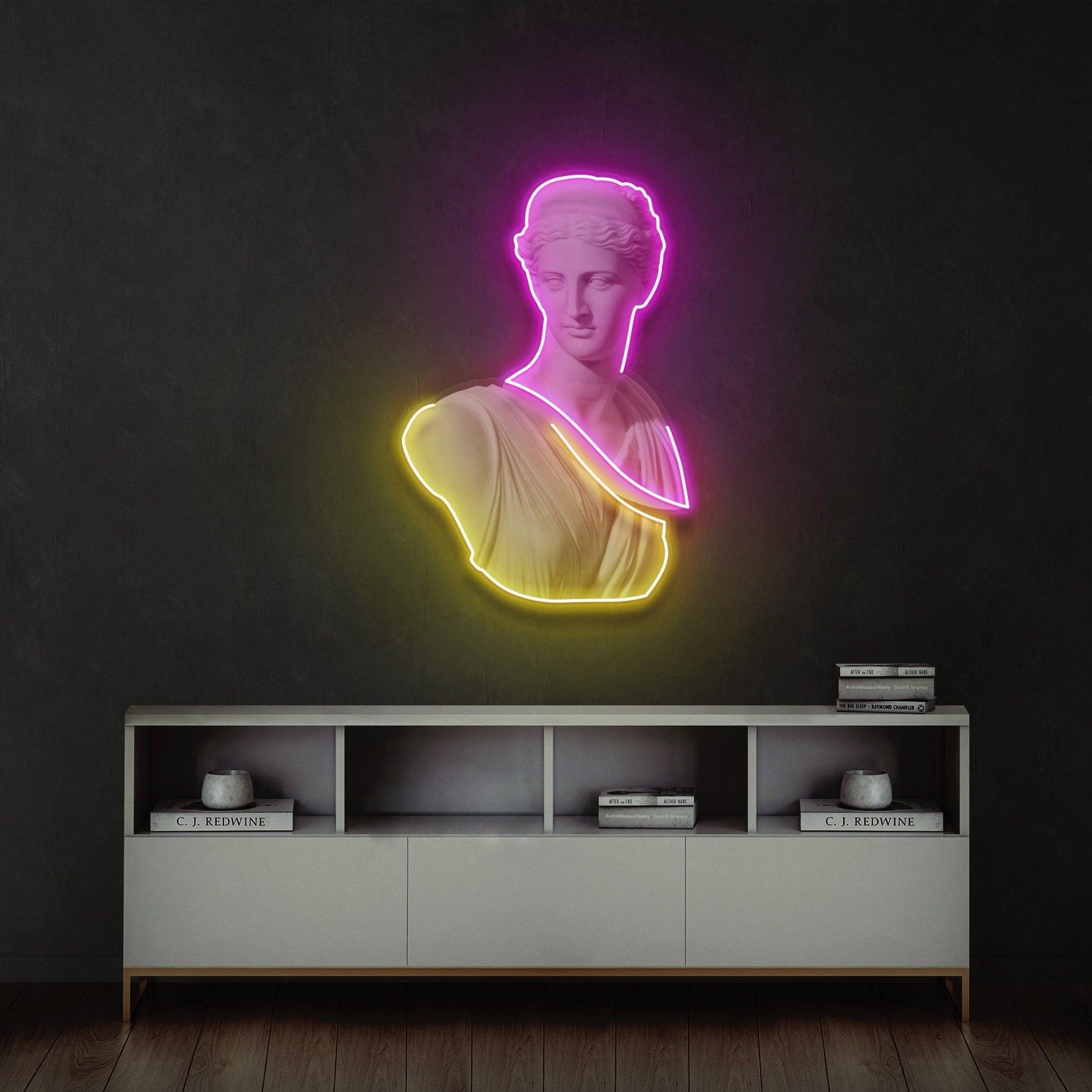 Goddess Of Love Purple-Yellow Greek Sculpture Uv Printed Led Neon Sign | Shineneon