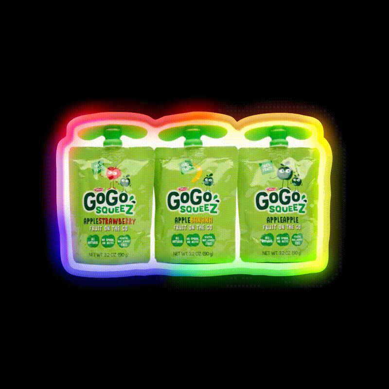 Gogo Squeez Snack Food Led Neon Sign Rgb Color - LED neon sign close-up detail
