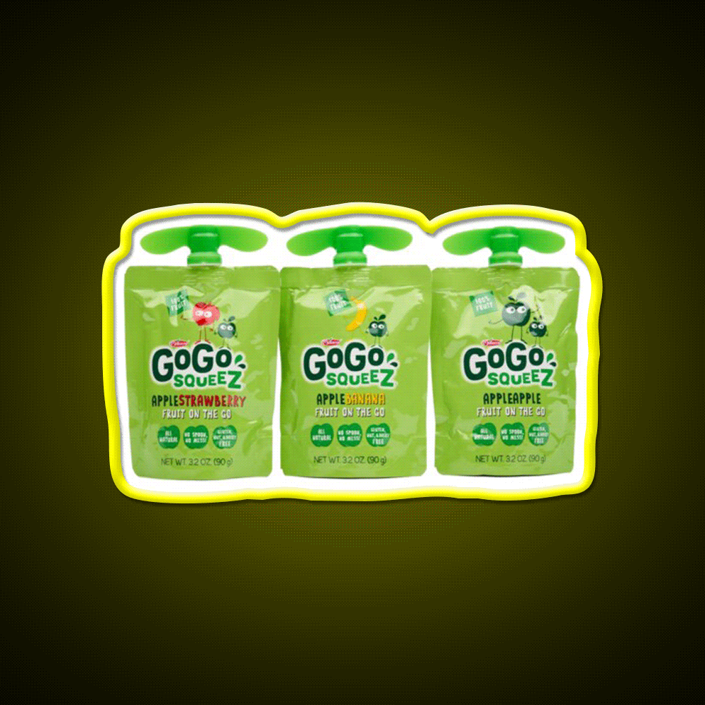 Gogo Squeez Snack Food Led Neon Sign Rgb Color - Custom LED neon sign front view