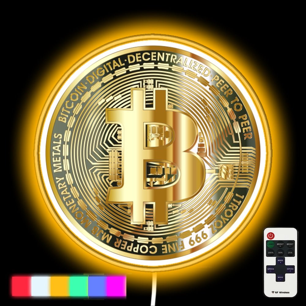 Golden Bitcoin Coin Bitcoin Investor Logo Crypto Fan Led Neon Sign - Shineneon