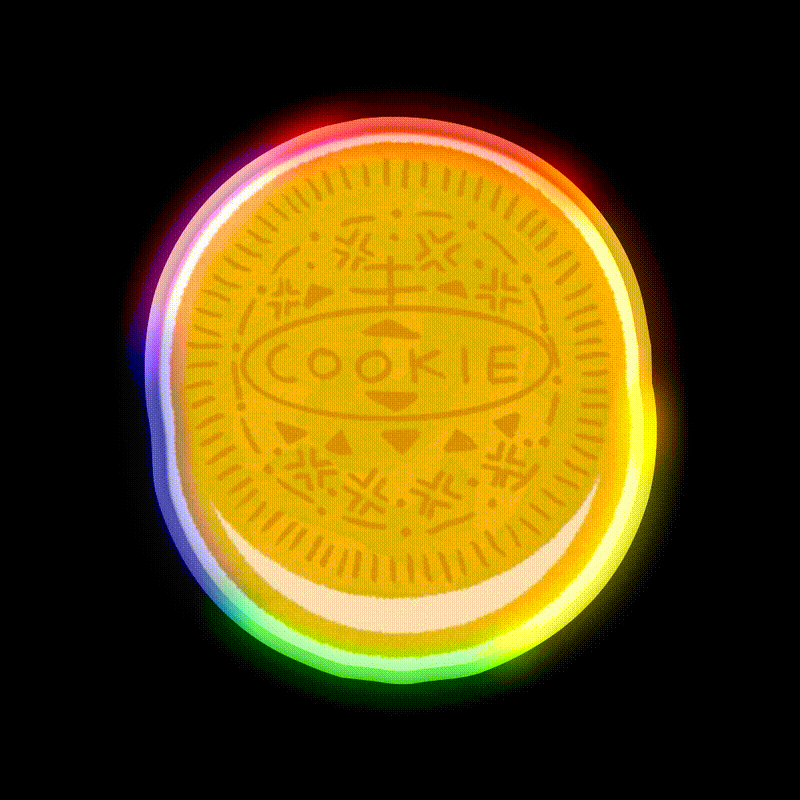 Golden Cookie Doodle Pattern Snack Food Led Neon Sign Rgb Color - LED neon sign close-up detail