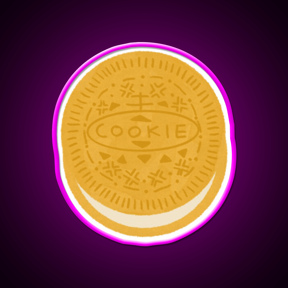 Golden Cookie Doodle Pattern Snack Food Led Neon Sign Rgb Color - Shineneon