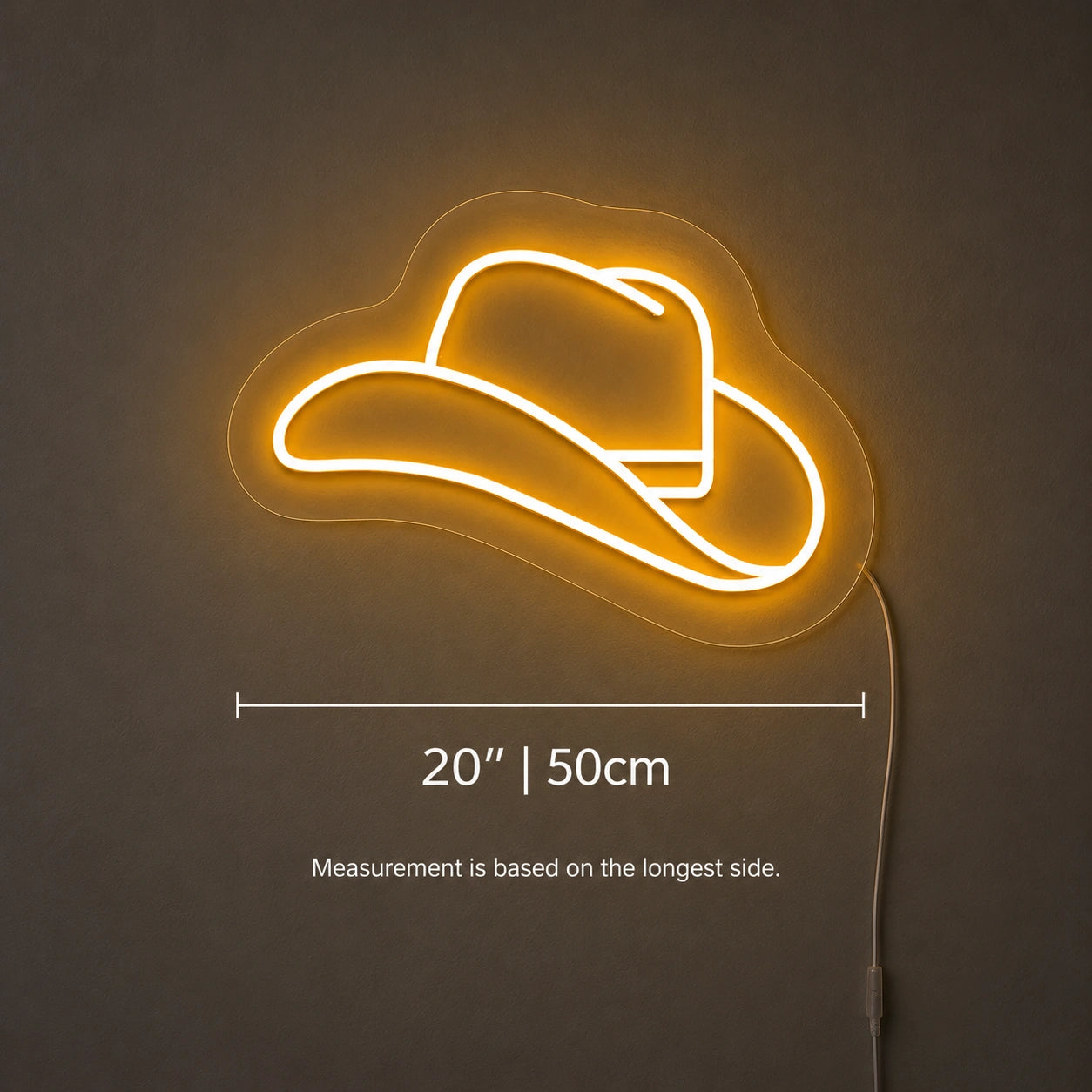 Golden Cowboy Hat Neon Sign LED Neon Sign size image