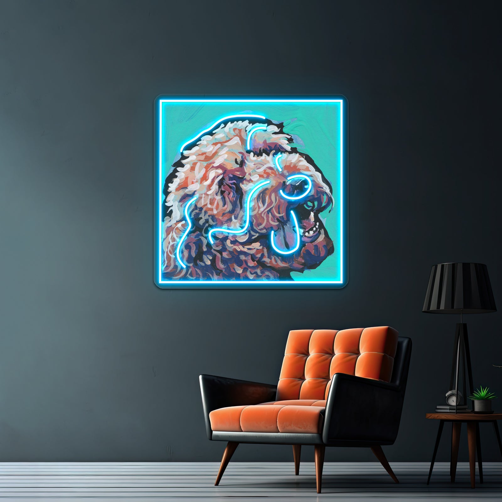Golden Doodle Dog Bright Colorful Pop Dog Artwork Neon Led Signs