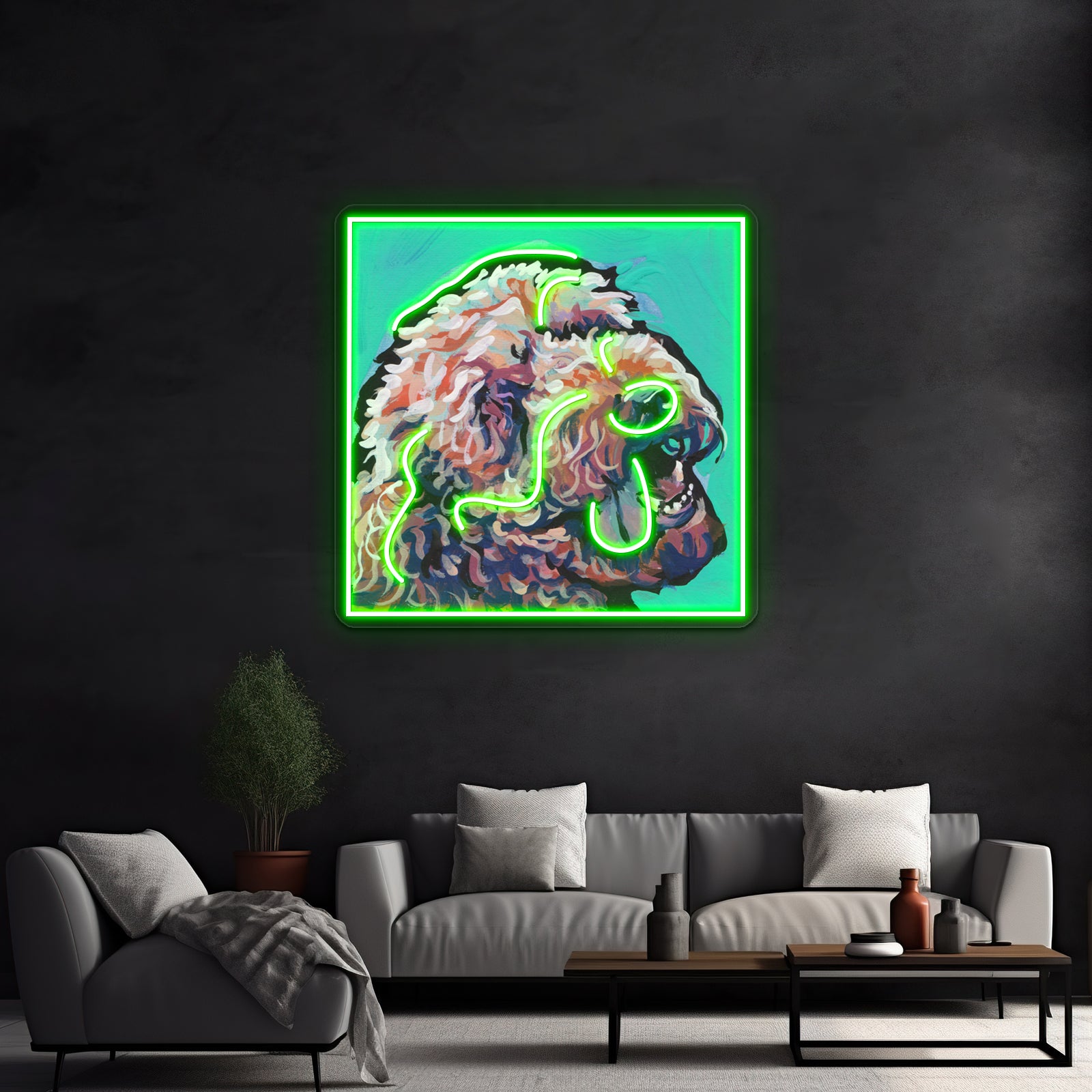 Golden Doodle Dog Bright Colorful Pop Dog Artwork Neon Led Signs