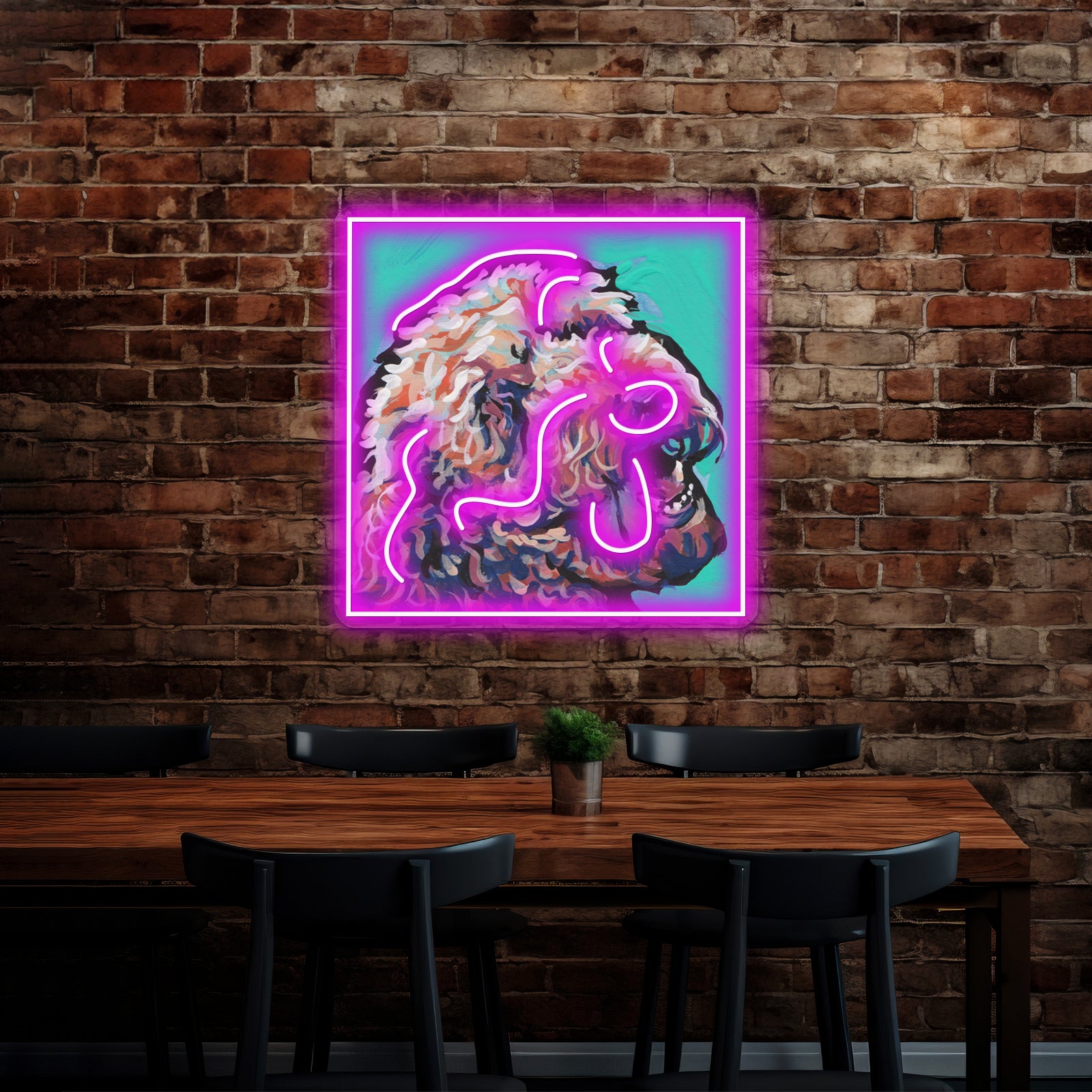 Golden Doodle Dog Bright Colorful Pop Dog Artwork Neon Led Signs