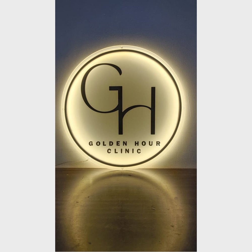 Golden Hour Clinic Acrylic Business Logo Sign - Shineneon