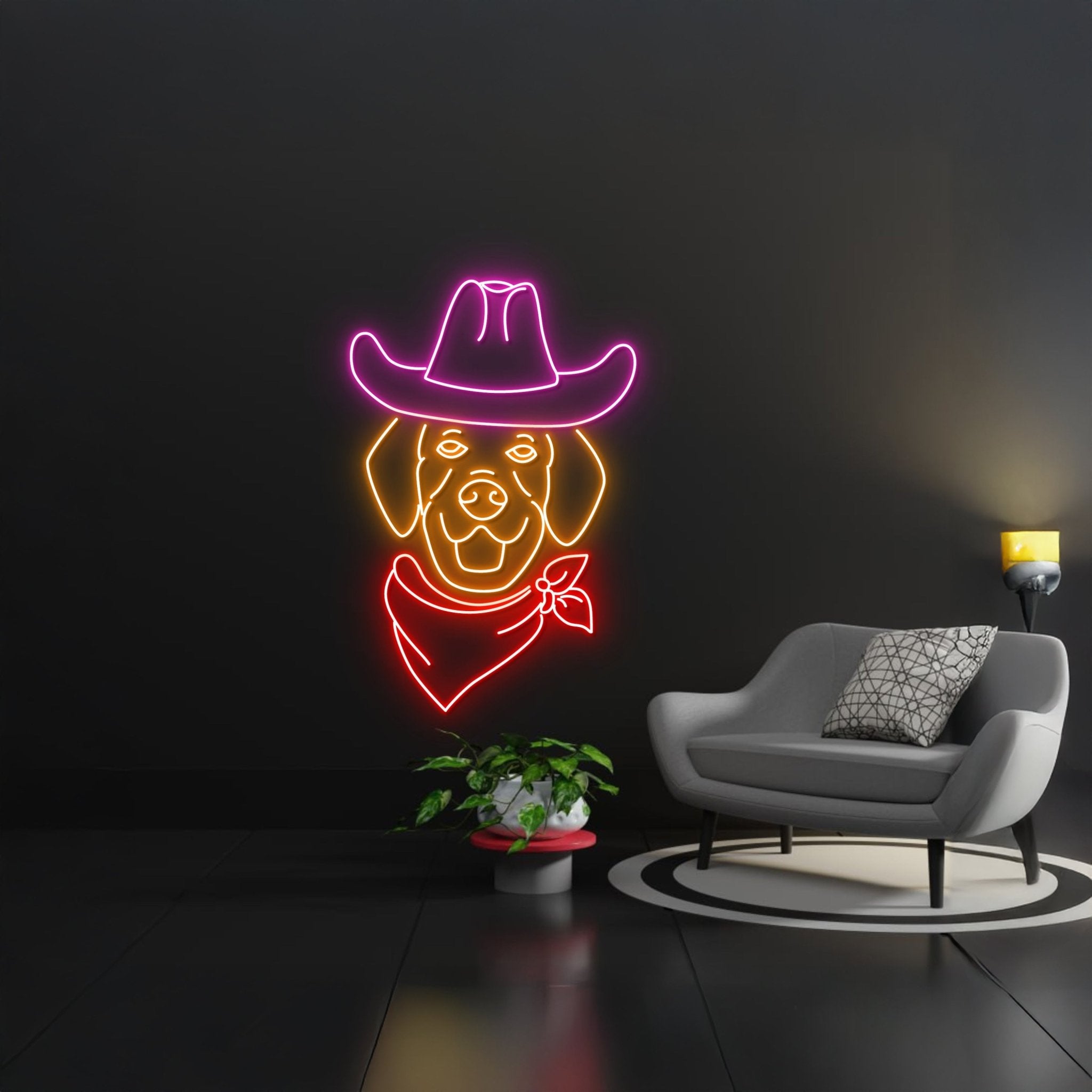 Golden Retriever Cowboy Led Sign - Shineneon