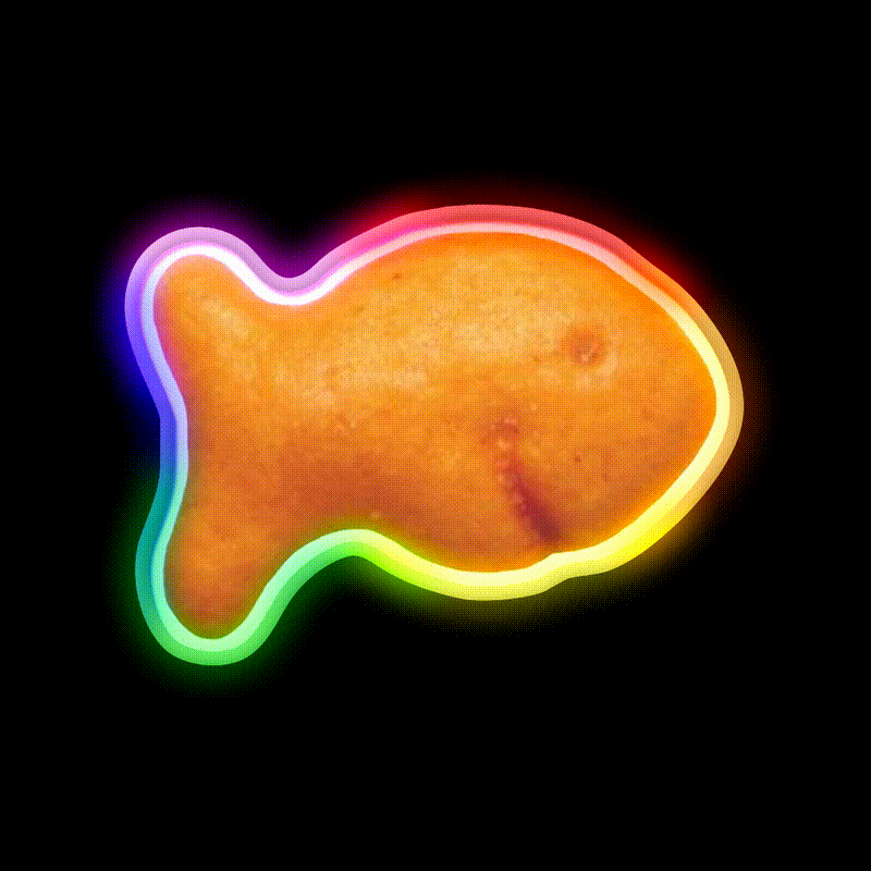 Goldfish Cracker Snack Food Led Neon Sign Rgb Color - LED neon sign close-up detail